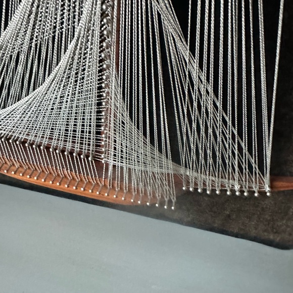 Vintage MCM wire string art ship on black velvet - Picture 9 of 11